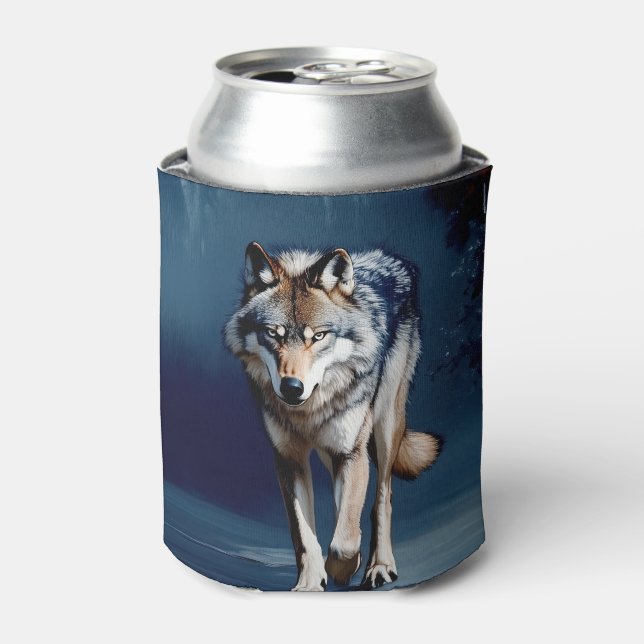 Majestic Wolf Wildlife Art Can Cooler (Can Front)