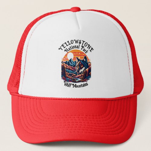 Majestic Wolf With Mountaintop Trucker Hat