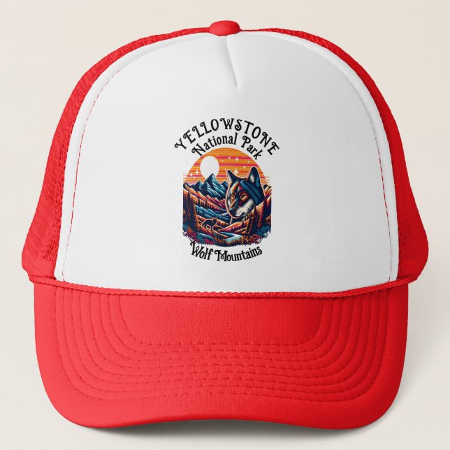 Majestic Wolf With Mountaintop Trucker Hat (Front)