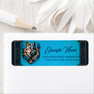 Majestic wolf's head label
