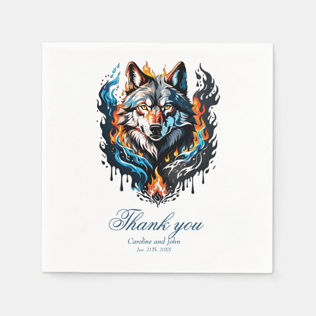 Majestic wolf's head  napkins (Front)