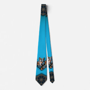 Majestic wolf's head neck tie