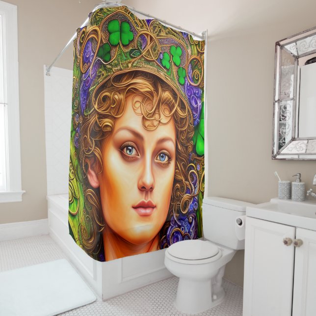 Majestic Woman St. Patrick's Day Artwork Shower Curtain (In Situ)