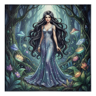 Majestic woman with silver dress acrylic print
