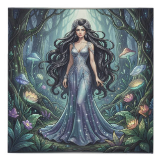 Majestic woman with silver dress faux canvas print