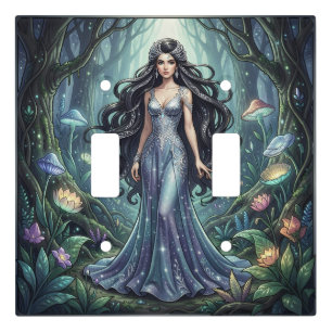 Majestic woman with silver dress light switch cover