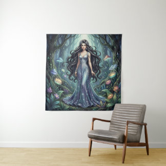Majestic woman with silver dress tapestry