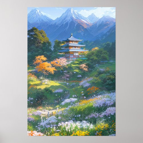 Majestic Wooden Japanese Pagoda Poster