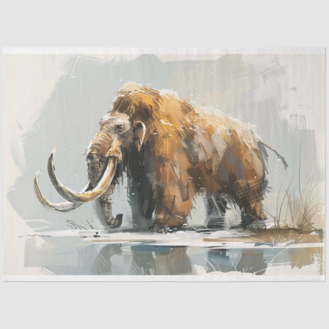 Majestic Woolly Mammoth Illustration Decoupage Tissue Paper (Front)