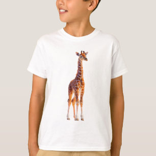 Majestic Young Giraffe Digital Art Print on Black T-Shirt