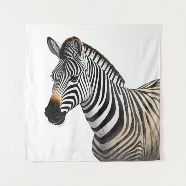 Majestic Zebra Portrait Realistic Wildlife Art Tapestry (Front)