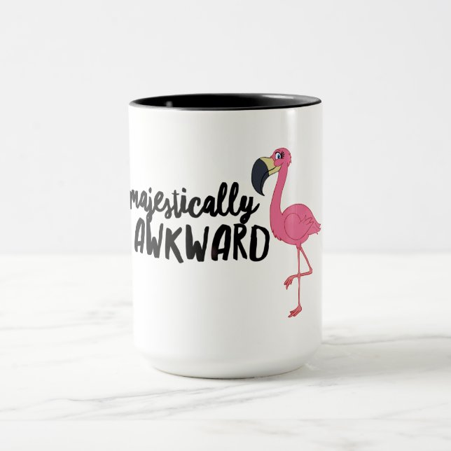 Majestically Awkward Flamingo Black 15oz Combo Mug (Center)