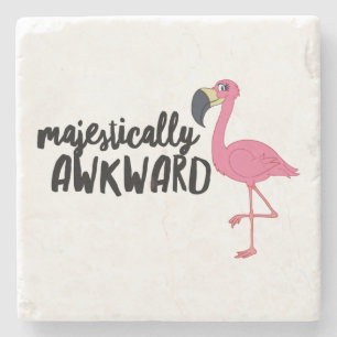 Majestically Awkward Flamingo Marble Stone Coaster