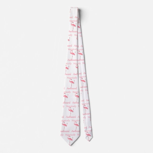 Majestically Awkward Pink Flamingo Neck Tie (Front)