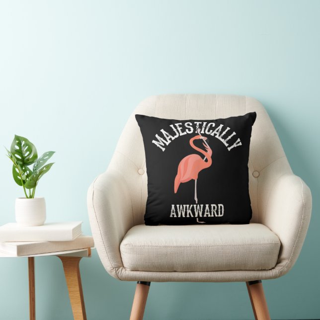 Majestically Awkward Wading Bird Lover Art Flaming Throw Pillow (Chair)