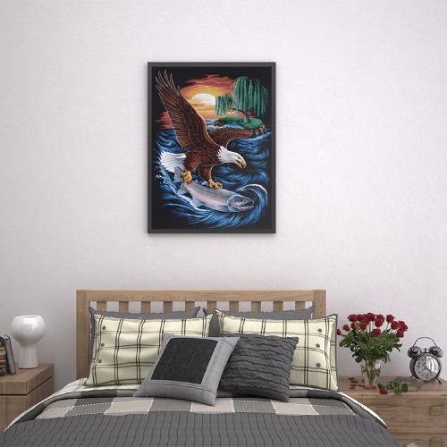 Majesty in Flight Eagle Soaring Over Fish Poster