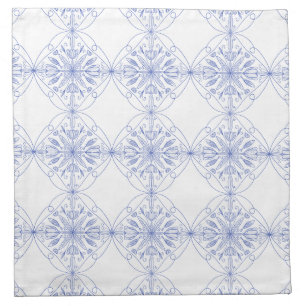 Majolica blue Amalfi Coast Sardine Fish & citrus Cloth Napkin