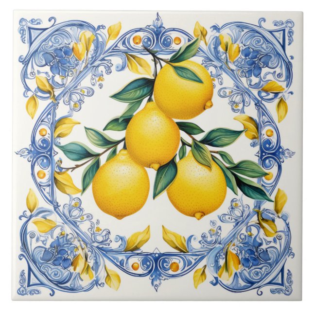 Majolica,blue tiles,Sicilian tiles,Ceramic Tile (Front)