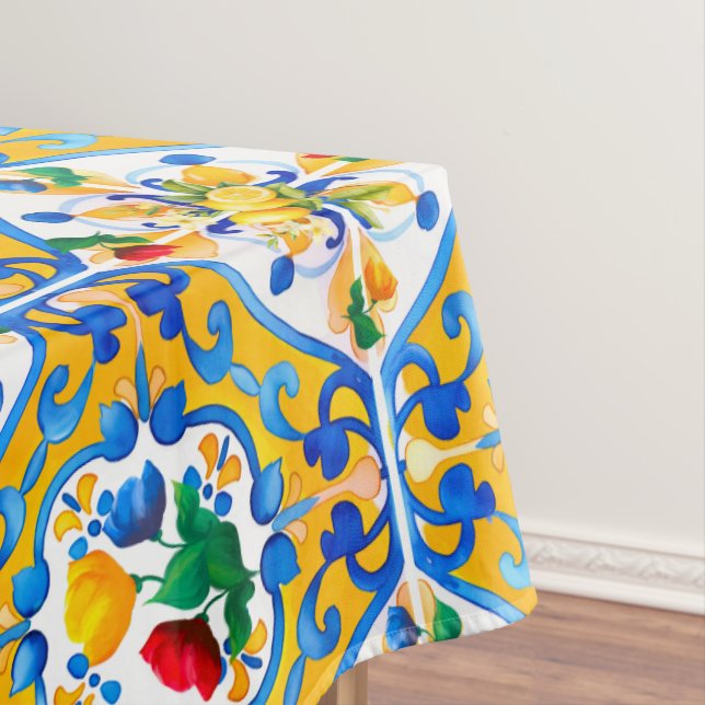 Majolica,blue tiles,Sicilian tiles,Ceramic Tile Tablecloth (In Situ)