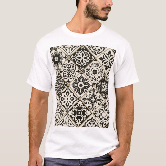 Majolica Islamic Tile Patchwork T-Shirt (Front)