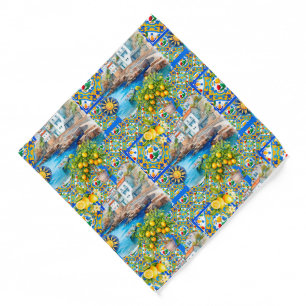 Majolica,lemon ,Sicilian tiles, Bandana