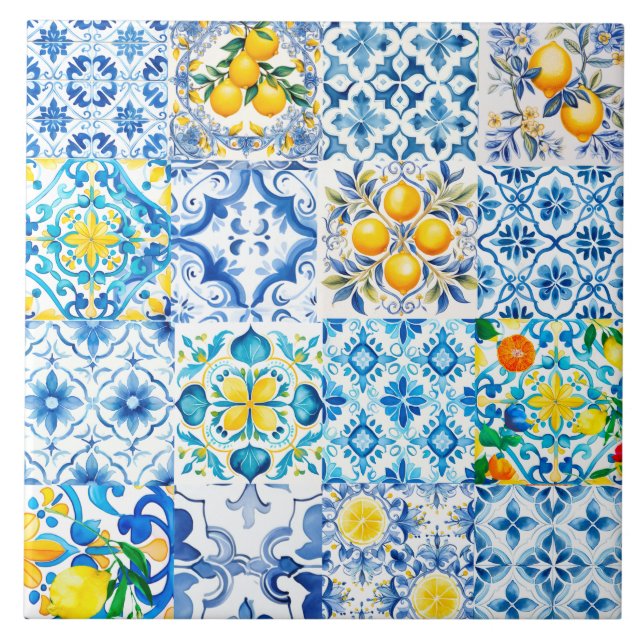 Majolica,lemon ,Sicilian tiles, Ceramic Tile (Front)