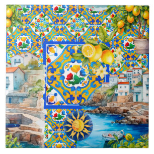 Majolica,lemon ,Sicilian tiles, Ceramic Tile