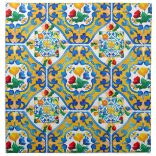 Majolica,lemon ,Sicilian tiles, Cloth Napkin