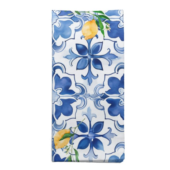 Majolica,lemon ,Sicilian tiles, Cloth Napkin (Folded)