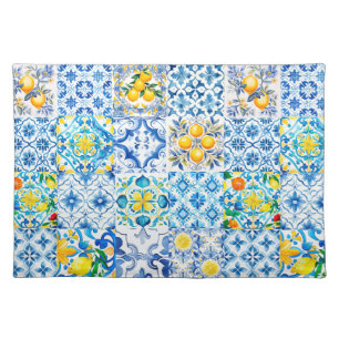 Majolica,lemon ,Sicilian tiles, Cloth Placemat