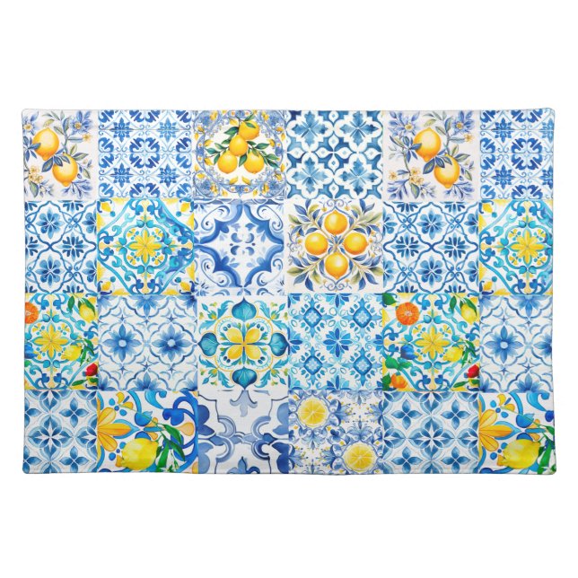 Majolica,lemon ,Sicilian tiles, Cloth Placemat (Front)