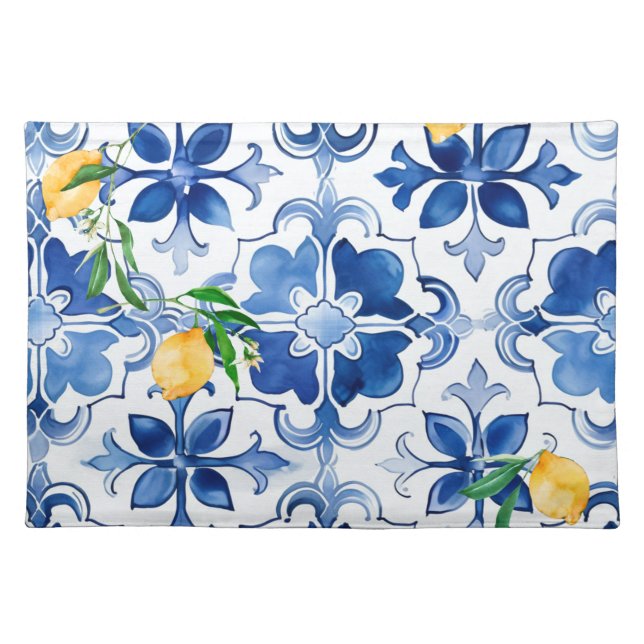 Majolica,lemon ,Sicilian tiles, Cloth Placemat (Front)