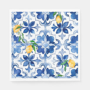 Majolica,lemon ,Sicilian tiles, Napkins