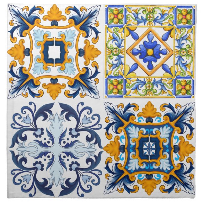 Majolica ,lemons,Sicilian tiles  Cloth Napkin (Front)