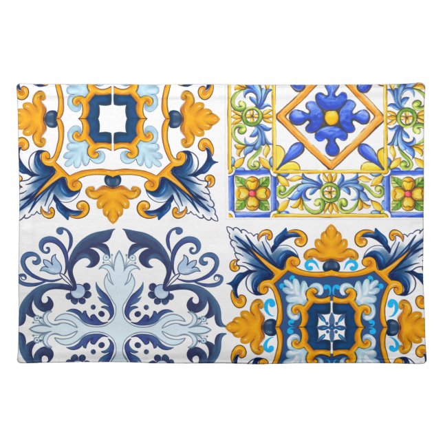 Majolica ,lemons,Sicilian tiles  Cloth Placemat (Front)
