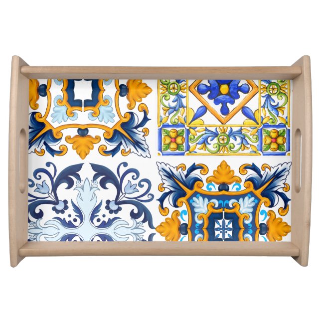 Majolica,lemons,Sicilian tiles   Serving Tray (Front)