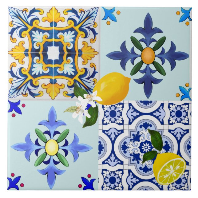 Majolica,mediterranean style  ceramic tile (Front)