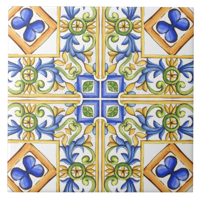 Majolica,Mediterranean tile, Ceramic Tile (Front)