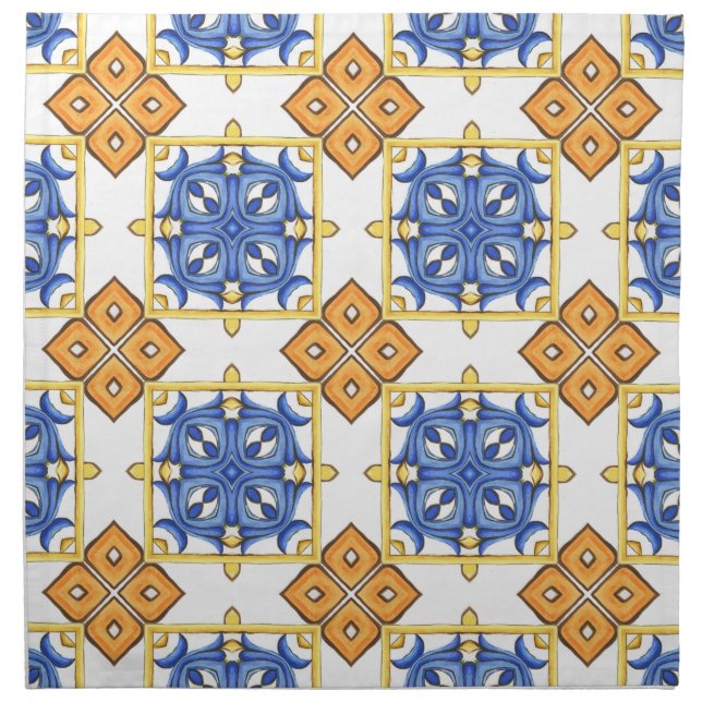 Majolica,Mediterranean tile, Cloth Napkin (Front)