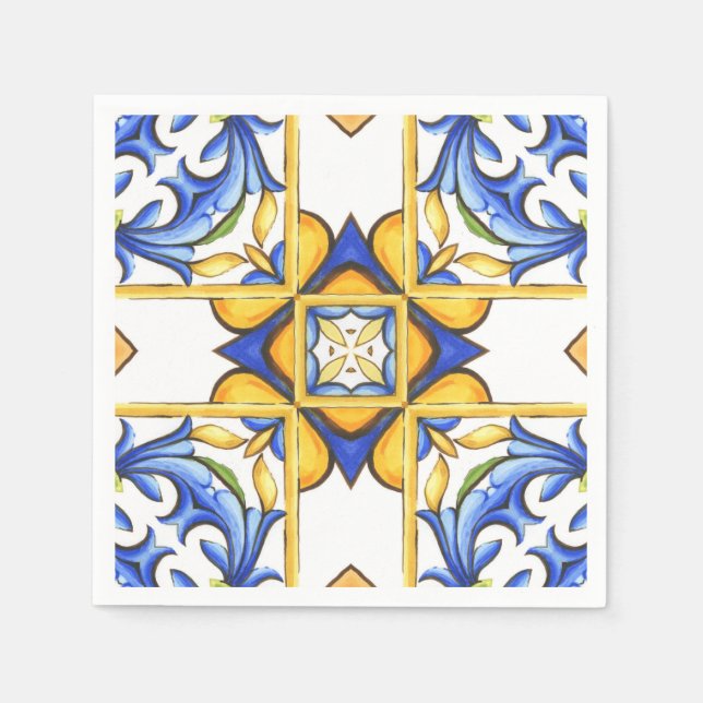Majolica,Mediterranean tile, Napkins (Front)