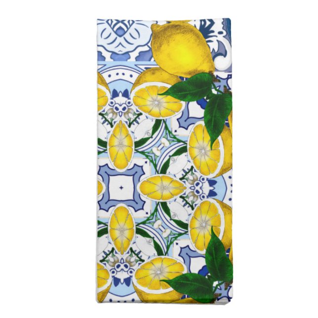 Majolica,Mediterranean tiles, Cloth Napkin (Folded)