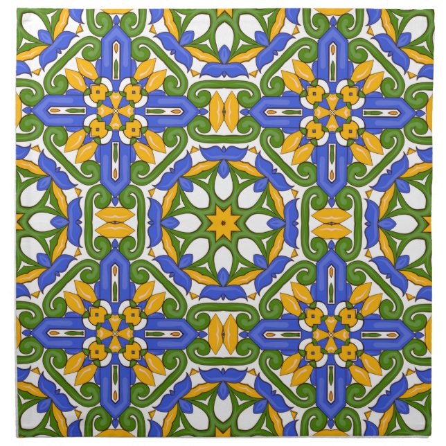 Majolica,Mediterranean tiles, Cloth Napkin (Front)