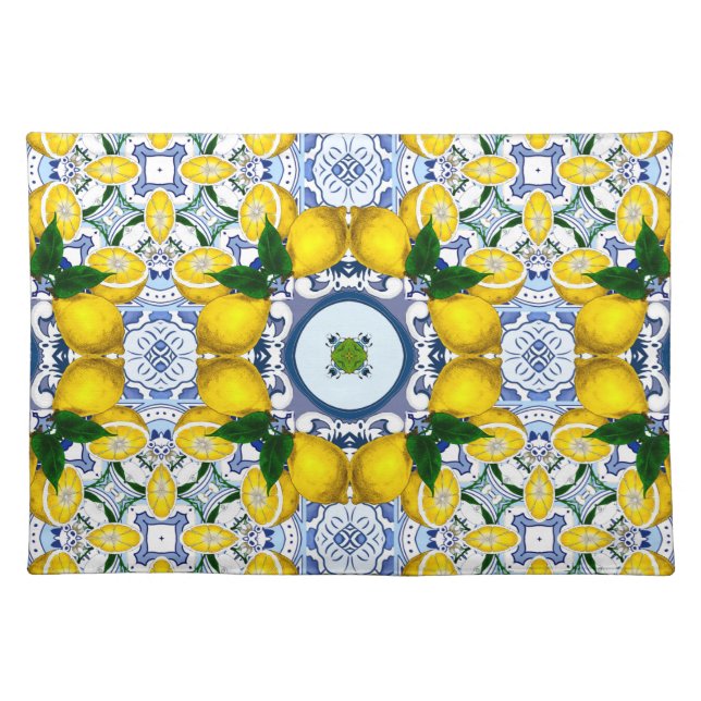 Majolica,Mediterranean tiles, Cloth Placemat (Front)