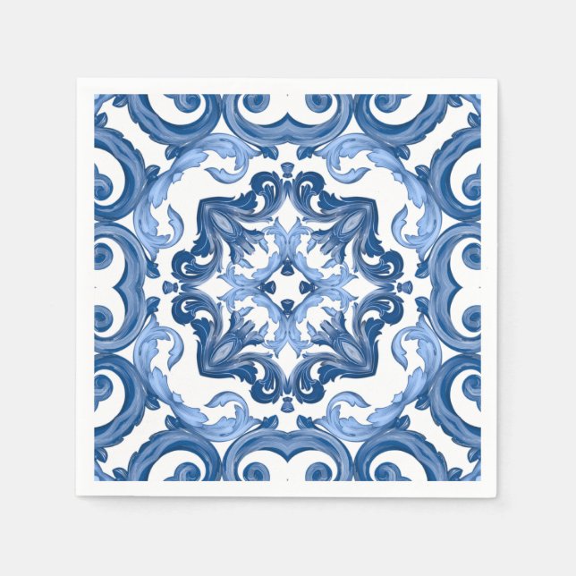 Majolica,Mediterranean tiles, Napkins (Front)