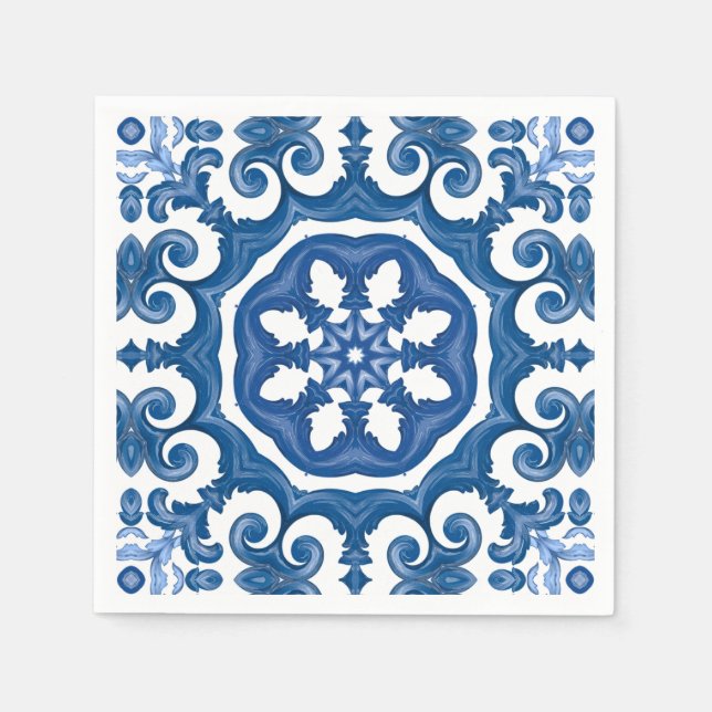 Majolica,Mediterranean tiles, Napkins (Front)