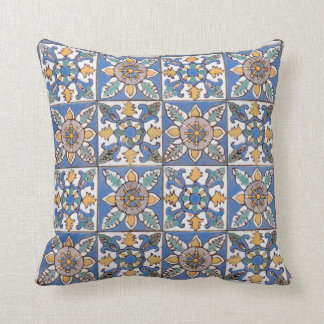 Majolica Pattern Handmade Cream-Colored Wall Tiles Throw Pillow