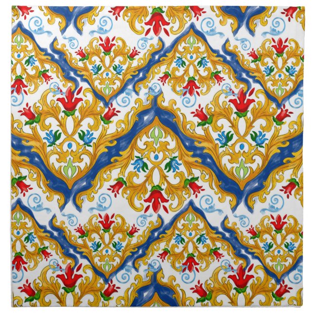 Majolica,Sicilian style,lemons    Cloth Napkin (Front)