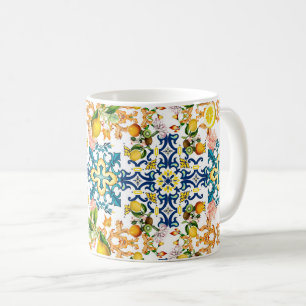 Majolica,Sicilian tiles,lemons citrus Coffee Mug