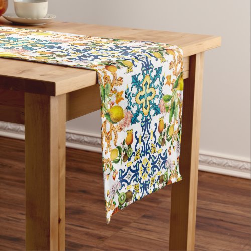 MajolicaSicilian tileslemons citrus  Short Table Runner