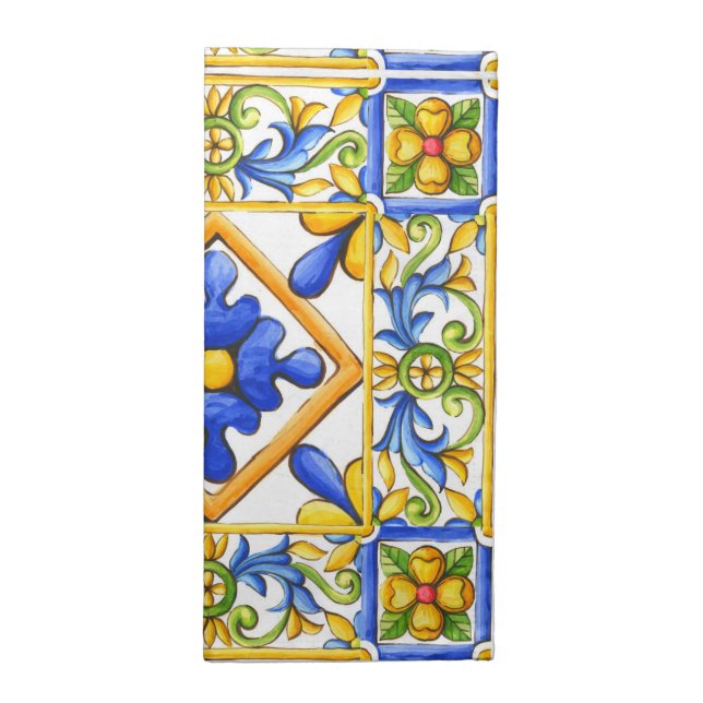 Majolica,Spanish tile ,mediterranean     Cloth Napkin (Half Fold)